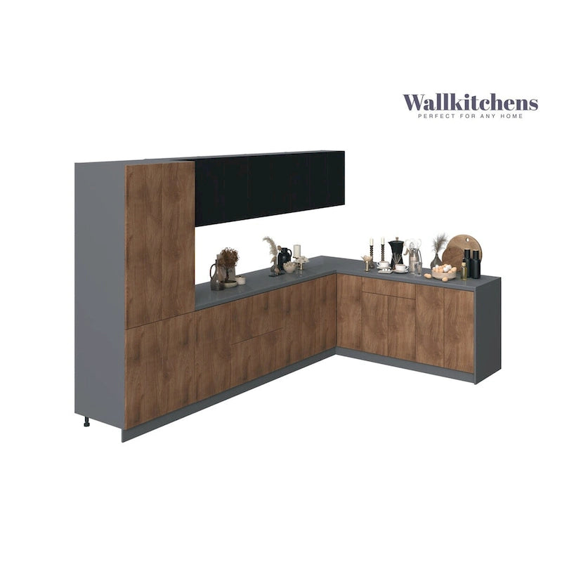 Kitchen Prestige Collection Natural Teak & Black Color Base Size 11Ft Wide - 138x85