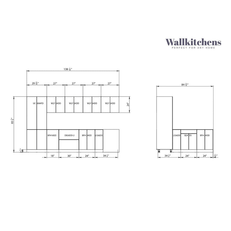 Kitchen Prestige Collection Natural Teak & Black Color Base Size 11Ft Wide - 138x85