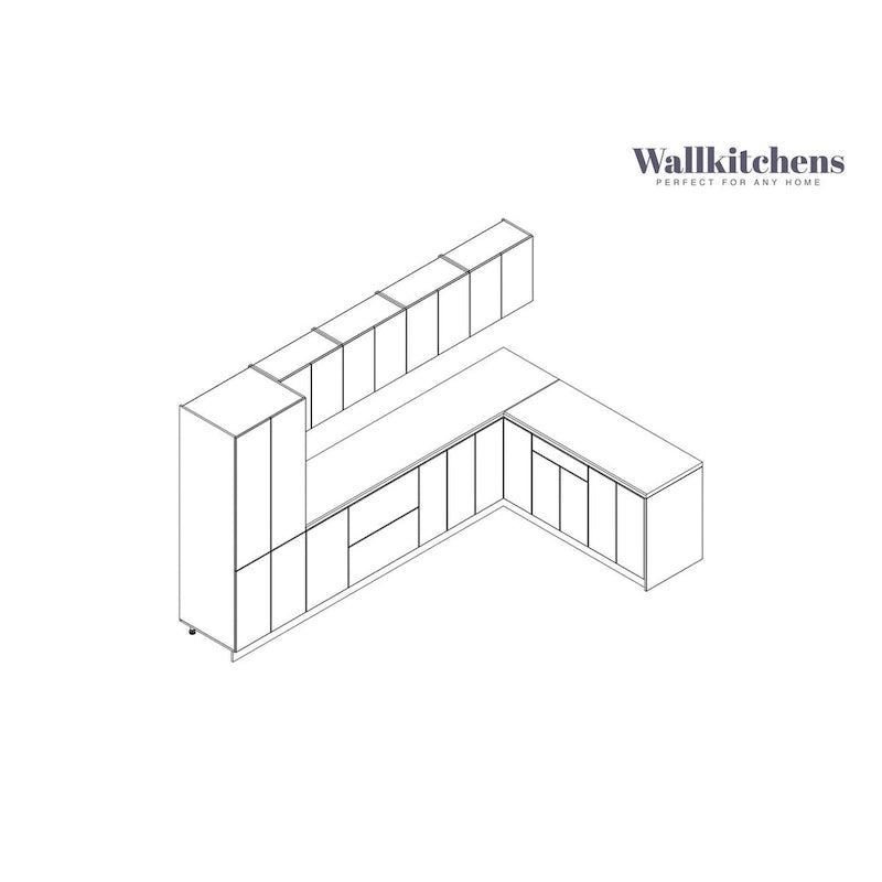 Kitchen Prestige Collection Natural Teak & Black Color Base Size 11Ft Wide - 138x85