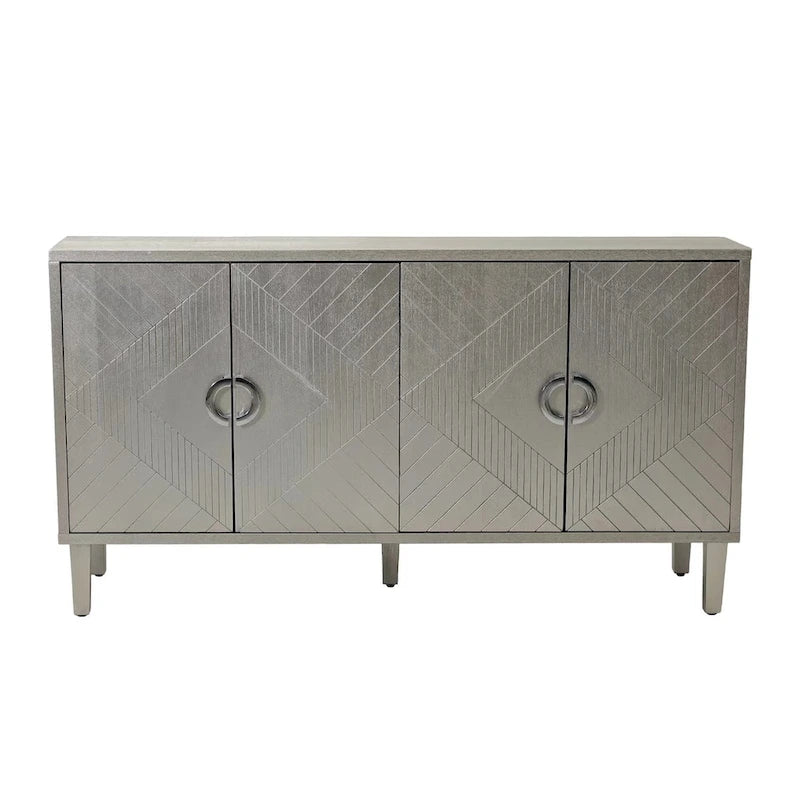 Stylish and Functional 4-Door Storage Cabinet with Pine Legs and MDF