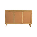 Liv 56 Inch 3 Door Sideboard Cabinet Console, Geometric, Natural Brown