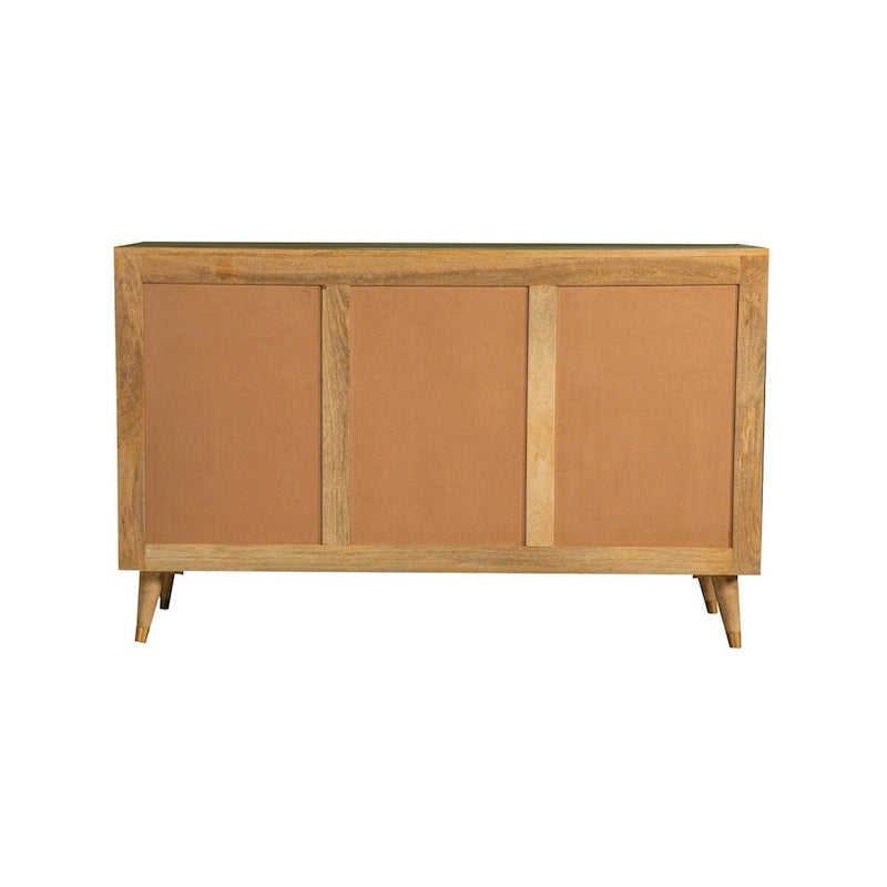 Liv 56 Inch 3 Door Sideboard Cabinet Console, Geometric, Natural Brown