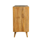 Liv 56 Inch 3 Door Sideboard Cabinet Console, Geometric, Natural Brown