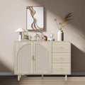 Rattan Cabinet, Sideboard Buffet Cabinet with 2 Doors and 3 Drawers - 44.49Lx15.75Wx31.5H
