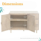 Rattan Cabinet, Sideboard Buffet Cabinet with 2 Doors and 3 Drawers - 44.49Lx15.75Wx31.5H