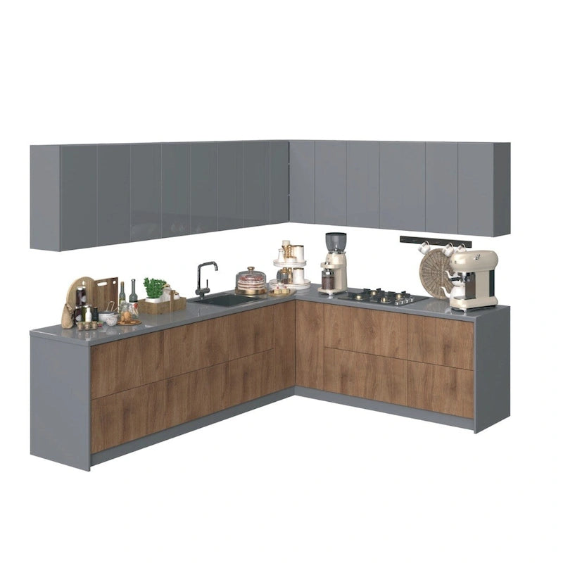 Kitchen Culinary Collection Natural Teak & Black Color Base Size 10Ft Wide - 94x120