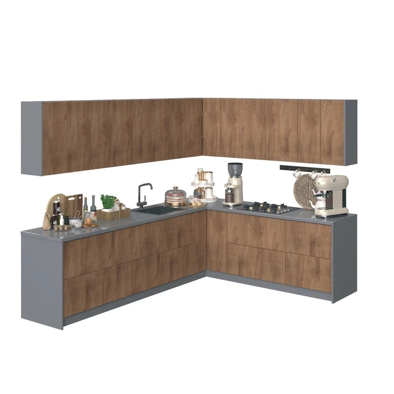 Kitchen Culinary Collection Natural Teak & Black Color Base Size 10Ft Wide - 94x120