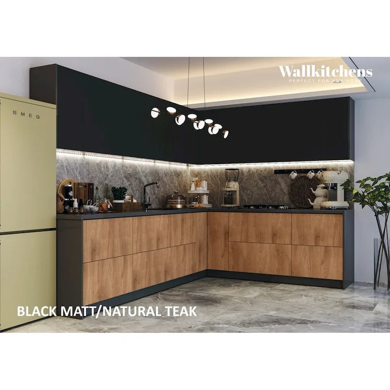 Kitchen Culinary Collection Natural Teak & Black Color Base Size 10Ft Wide - 94x120