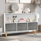 Modern Stylish Wooden Storage Cabinet with Three Collapsible Fabric Drawers