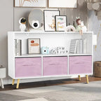 Modern Stylish Wooden Storage Cabinet with Three Collapsible Fabric Drawers