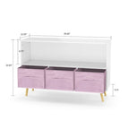 Modern Stylish Wooden Storage Cabinet with Three Collapsible Fabric Drawers