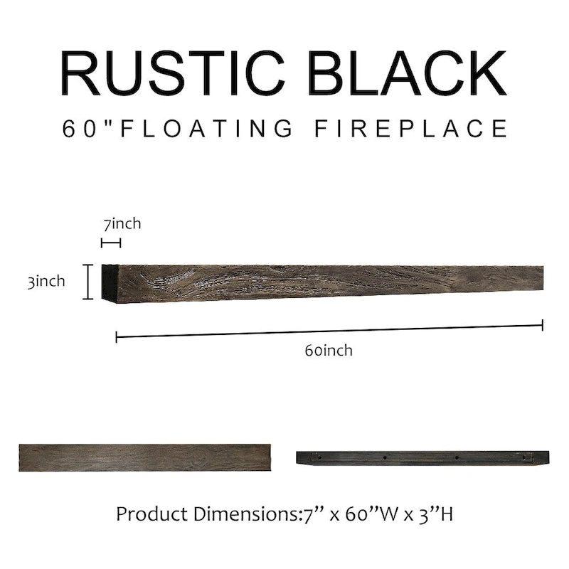 60-In Fireplace Mantel Shelf Wall Mounted - Farmhouse Floating Shelves