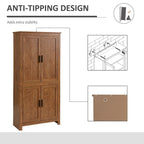 64 4-Door Kitchen Pantry, Freestanding Storage Cabinet with 3 Adjustable Shelves for Kitchen, Dining or Living Room