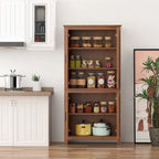 64 4-Door Kitchen Pantry, Freestanding Storage Cabinet with 3 Adjustable Shelves for Kitchen, Dining or Living Room