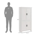 64 4-Door Kitchen Pantry, Freestanding Storage Cabinet with 3 Adjustable Shelves for Kitchen, Dining or Living Room