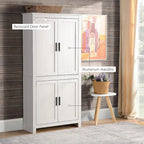 64 4-Door Kitchen Pantry, Freestanding Storage Cabinet with 3 Adjustable Shelves for Kitchen, Dining or Living Room
