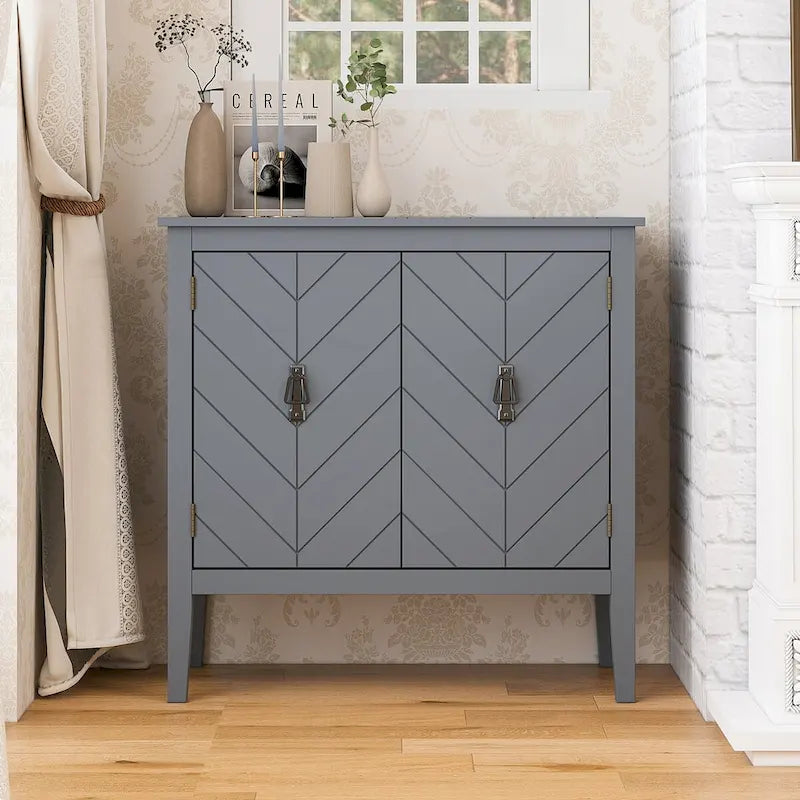 2 Door Wooden Cabinets Gray Wood Cabinet Vintage Style