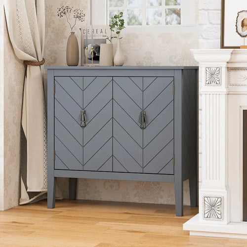 2 Door Wooden Cabinets Gray Wood Cabinet Vintage Style