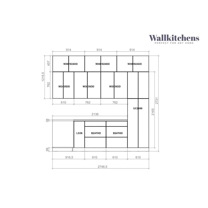 Kitchen Culinary Haven Collection Black Color Base Size 9Ft Wide - 108x24