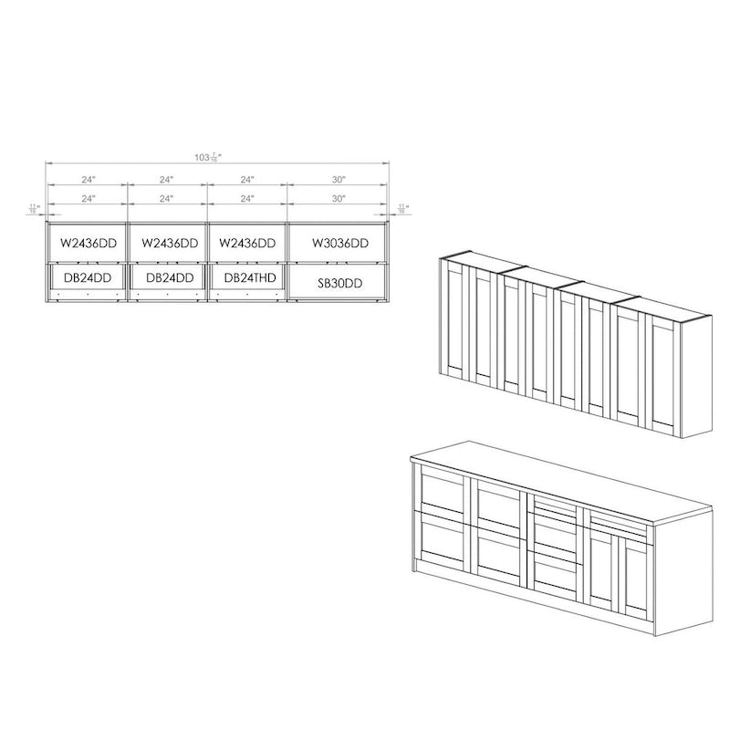 Kitchen Fusion Collection Black Color Base Size 8.5Ft Wide - 103x24