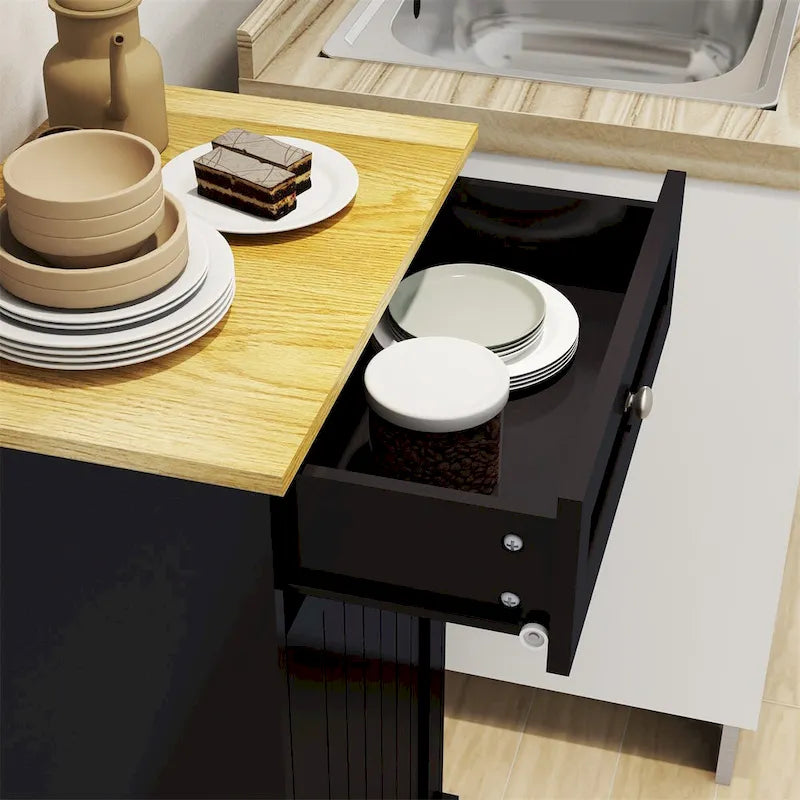 Freestanding Kitchen Trash Cabinet, Modern Wood 20-Inch Tilt-Out Trash Cabinet with Storage Drawer