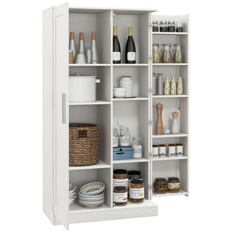 14-Tier Freestanding Kitchen Pantry Storage Cabinet with 2 Doors
