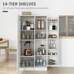 14-Tier Freestanding Kitchen Pantry Storage Cabinet with 2 Doors