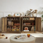 64.96W Rattan Sideboard with 4-Door Storage Cabinet - N/A