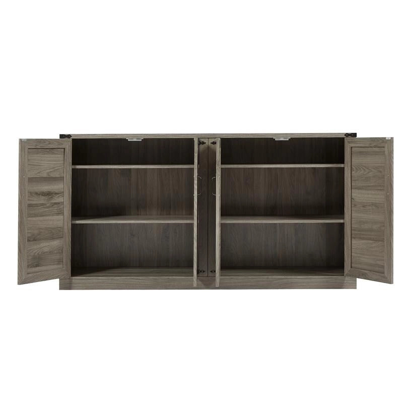 64.96W Rattan Sideboard with 4-Door Storage Cabinet - N/A