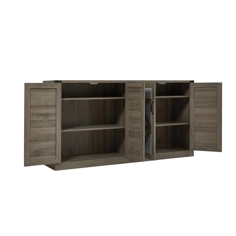 64.96W Rattan Sideboard with 4-Door Storage Cabinet - N/A