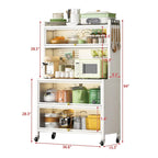 Kitchen Storage Cabinets with wheels - Bakers Rack Countertop, Microwave Oven Shelf Cabinet, Storage Organizer