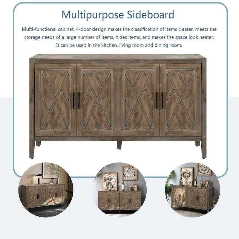 4 Door Wooden Twill Sideboard
