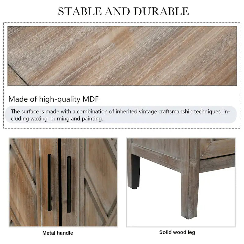 4 Door Wooden Twill Sideboard