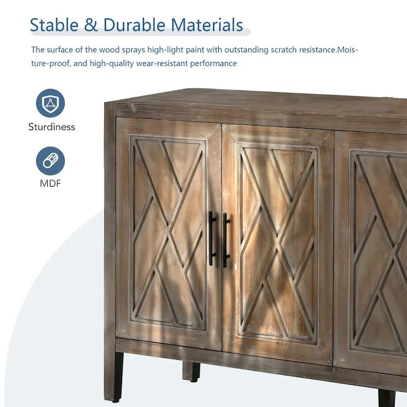 4 Door Wooden Twill Sideboard