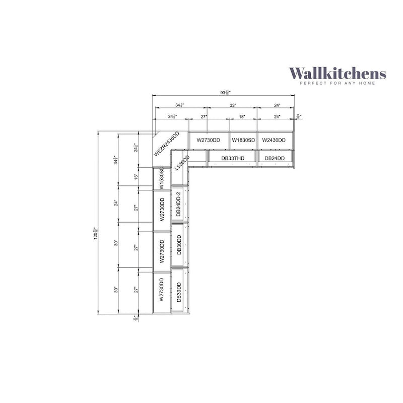 Kitchen Culinary Collection Gray Color Base Size 10Ft Wide - 94x120