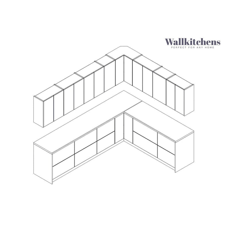 Kitchen Culinary Collection White Gloss Color Base Size 10Ft Wide - 94x120