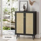 Anmytek Modern 2-Door Black Buffet Sideboard Storage Cabinet Accent Cabinet with Adjustable Shelves - 31.5W x 13.4D x 44H