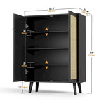 Anmytek Modern 2-Door Black Buffet Sideboard Storage Cabinet Accent Cabinet with Adjustable Shelves - 31.5W x 13.4D x 44H
