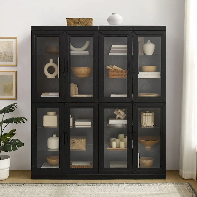 Crosley Essen 2Pc Glass Door Kitchen Pantry Storage Cabinet Set