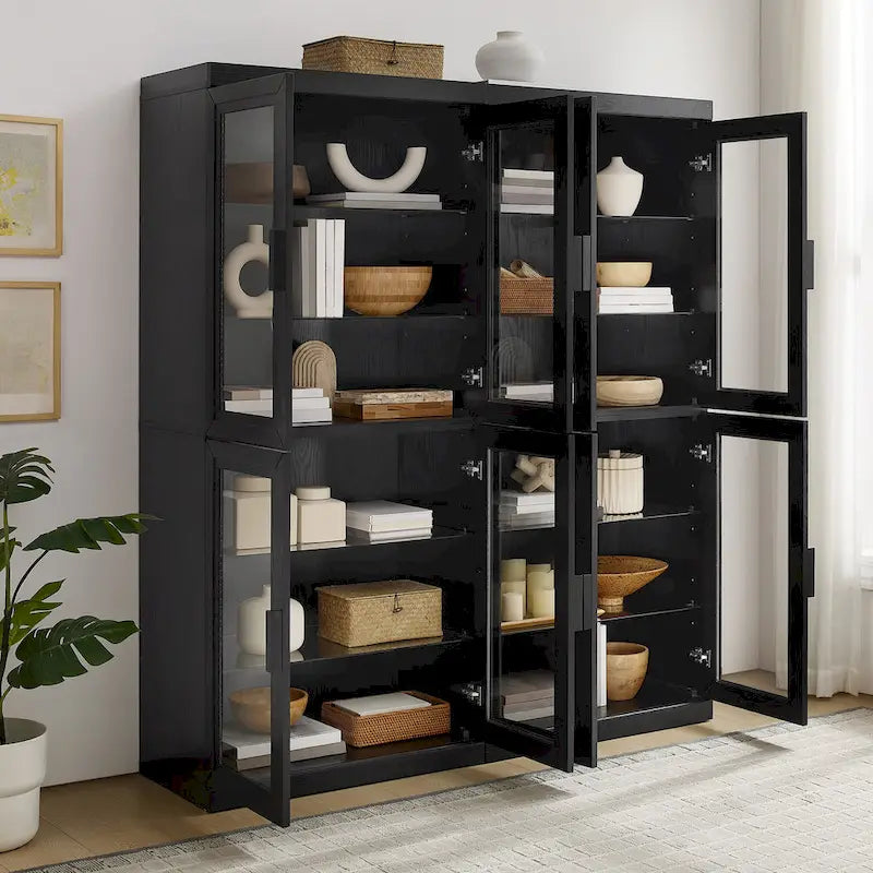 Crosley Essen 2Pc Glass Door Kitchen Pantry Storage Cabinet Set