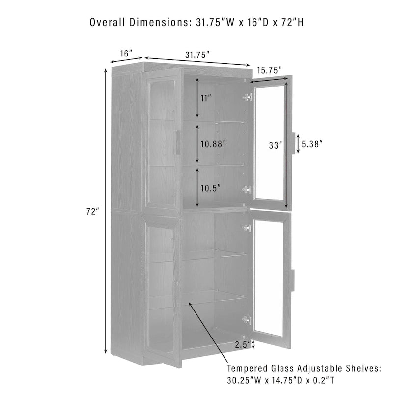 Crosley Essen 2Pc Glass Door Kitchen Pantry Storage Cabinet Set