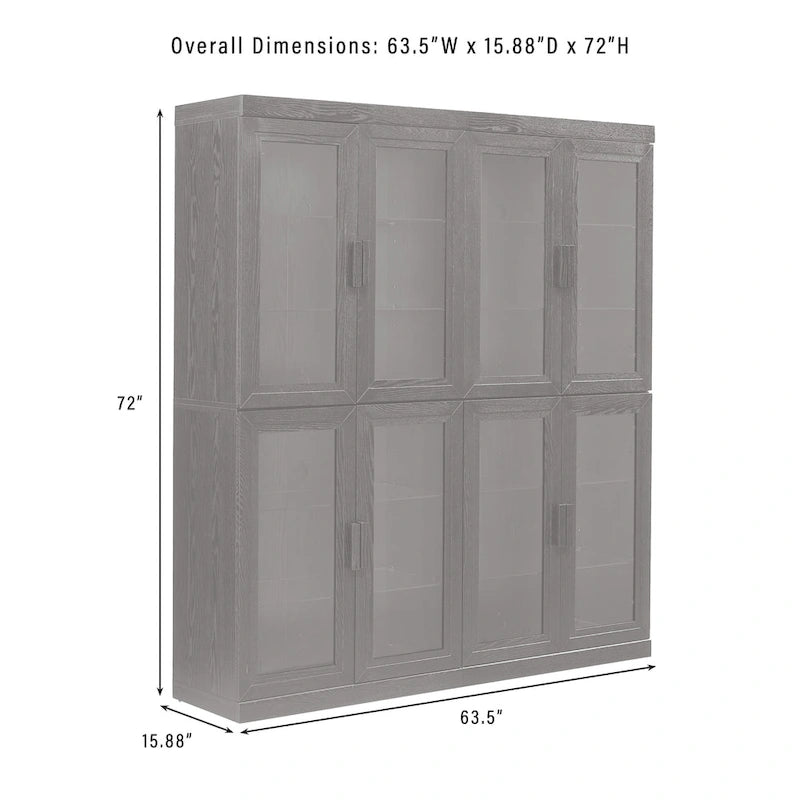 Crosley Essen 2Pc Glass Door Kitchen Pantry Storage Cabinet Set