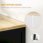 Sideboard Buffet Cabinet with Storage Drawers, Rubber Wood Top and Adjustable Shelves, Kitchen Cabinet Coffee Bar Cabinet, Black