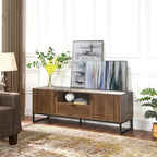 Wood TV Stand Sideboard with 2 Doors Shelves