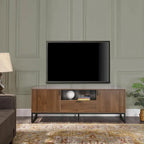 Wood TV Stand Sideboard with 2 Doors Shelves