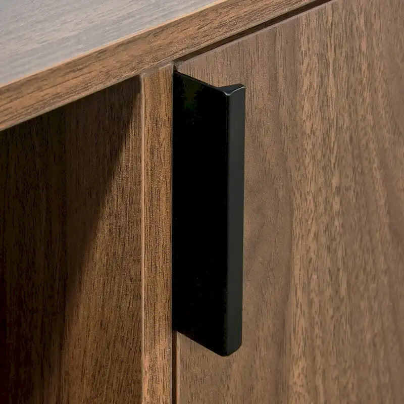 Wood TV Stand Sideboard with 2 Doors Shelves