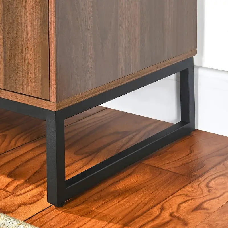 Wood TV Stand Sideboard with 2 Doors Shelves