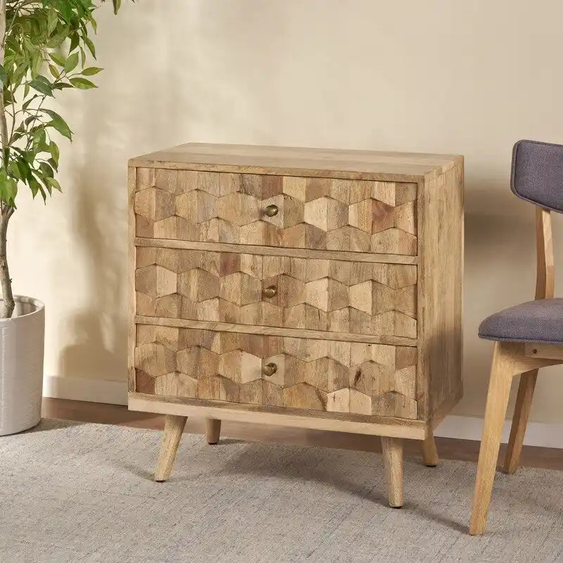 3 Drawer Modern Wood Dresser Accent Storage Cabinet Chest - N/A