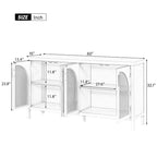 Large Storage Space Sideboard with Artificial Rattan Door and Metal Handles for Living Room and Entryway