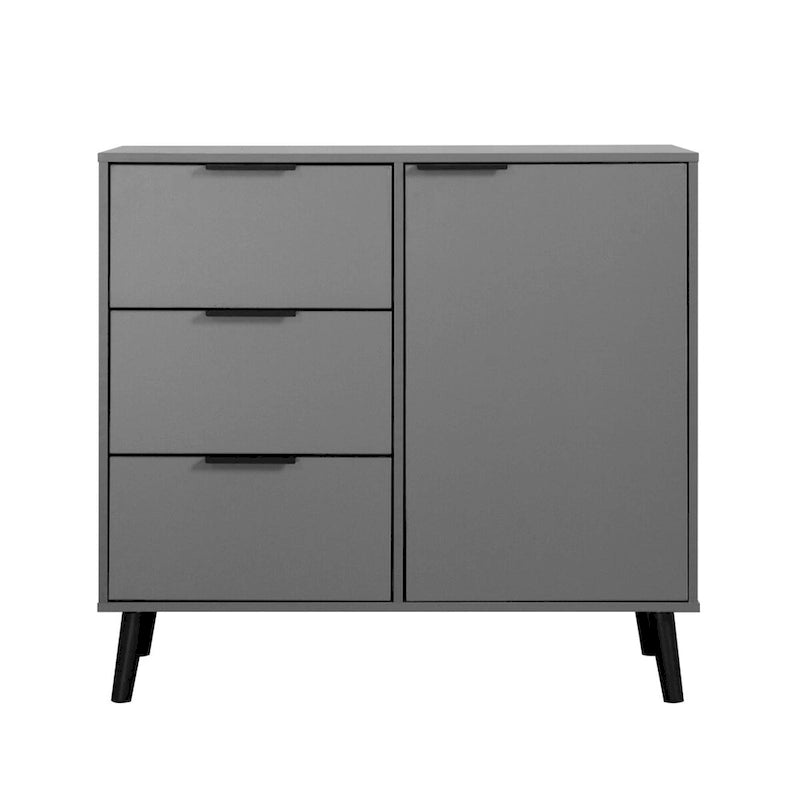 Storage Cabinet with 3 Drawers & Adjustable Shelf, Mid Century Cabinet with Door, Accent Cabinet